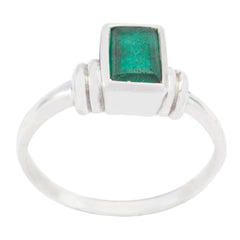 Indian Emerald Solitaire Japanese 925 Silver Green Gemstones Dainty Graceful Ring Jewellery