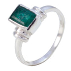 Indian Emerald Solitaire Japanese 925 Silver Green Gemstones Dainty Graceful Ring Jewellery