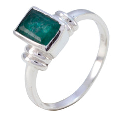 Indian Emerald Solitaire Japanese 925 Silver Green Gemstones Dainty Graceful Ring Jewellery