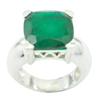 Indian Emerald Solitaire French Silver Green Gemstones Chunky Armor Ring Jewellery
