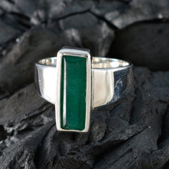 Indian Emerald Solitaire Indian Silver Green Gemstone Eye catching Trendy Ring Jewellery