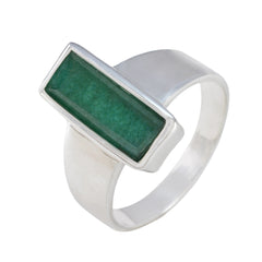 Indian Emerald Solitaire Indian Silver Green Gemstone Eye catching Trendy Ring Jewellery