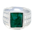 Indian Emerald Solitaire Spanish 925 Silver Green Gemstones Statement Ethnic Ring Jewellery