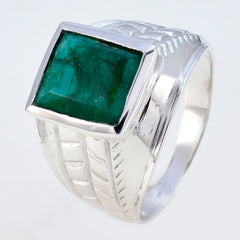 Indian Emerald Solitaire Spanish 925 Silver Green Gemstones Statement Ethnic Ring Jewellery
