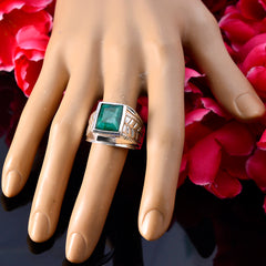 Indian Emerald Solitaire Spanish 925 Silver Green Gemstones Statement Ethnic Ring Jewellery