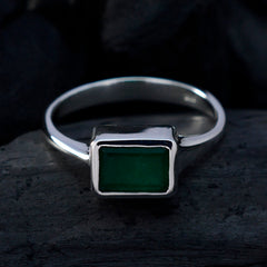Indian Emerald Solitaire Egyptian 925 Sterling Silver Green Gemstone Featherlight Feminine Ring Jewellery