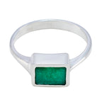 Indian Emerald Solitaire Egyptian 925 Sterling Silver Green Gemstone Featherlight Feminine Ring Jewellery