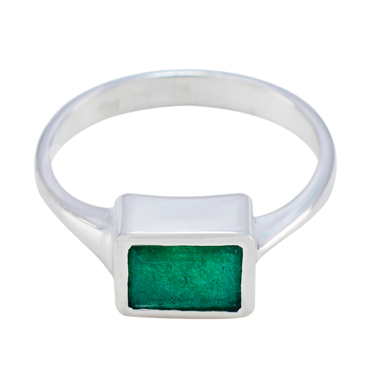 Indian Emerald Solitaire Egyptian 925 Sterling Silver Green Gemstone Featherlight Feminine Ring Jewellery