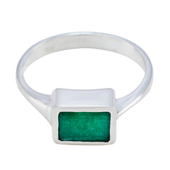 Indian Emerald Solitaire Egyptian 925 Sterling Silver Green Gemstone Featherlight Feminine Ring Jewellery