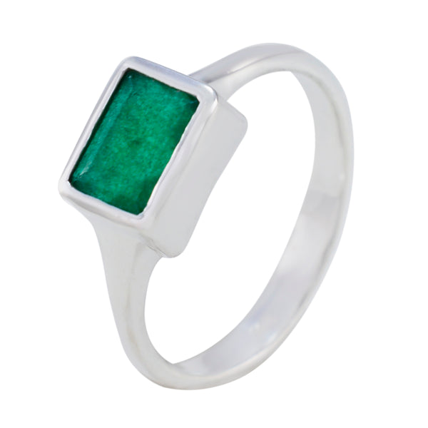 Indian Emerald Solitaire Egyptian 925 Sterling Silver Green Gemstone Featherlight Feminine Ring Jewellery