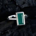 Indian Emerald Solitaire Russian 925 Sterling Silver Green Gems Slim Sophisticated Ring Jewelry