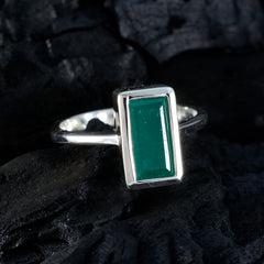 Indian Emerald Solitaire Russian 925 Sterling Silver Green Gems Slim Sophisticated Ring Jewelry