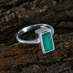 Indian Emerald Solitaire Russian 925 Sterling Silver Green Gems Slim Sophisticated Ring Jewelry