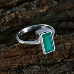 Indian Emerald Solitaire Russian 925 Sterling Silver Green Gems Slim Sophisticated Ring Jewelry