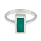Indian Emerald Solitaire Russian 925 Sterling Silver Green Gems Slim Sophisticated Ring Jewelry