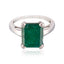 Indian Emerald Solitaire Egyptian 92.5 Silver Green Gemstones Minimal Boho Ring Jewellery