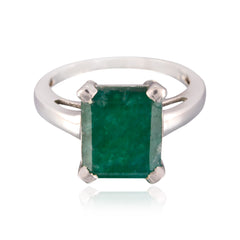 Indian Emerald Solitaire Egyptian 92.5 Silver Green Gemstones Minimal Boho Ring Jewellery