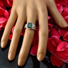 Indian Emerald Solitaire African 925 Sterling Silver Green Gemstone Mid weight Art Deco Band Jewellery