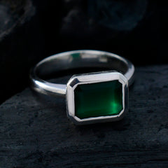 Indian Emerald Solitaire Moroccan Silver Green Gemstone Tiny Contemporary Ring Jewelry