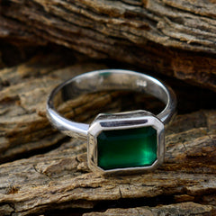 Indian Emerald Solitaire Moroccan Silver Green Gemstone Tiny Contemporary Ring Jewelry