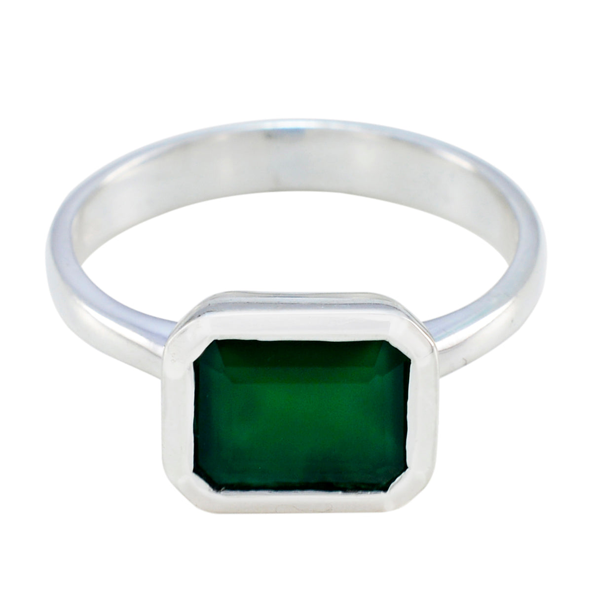 Indian Emerald Solitaire Moroccan Silver Green Gemstone Tiny Contemporary Ring Jewelry Image principale du produit