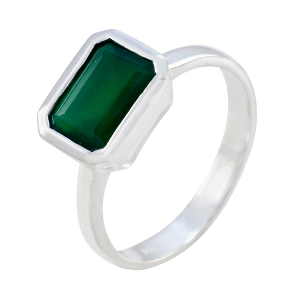 Indian Emerald Solitaire Moroccan Silver Green Gemstone Tiny Contemporary Ring Jewelry