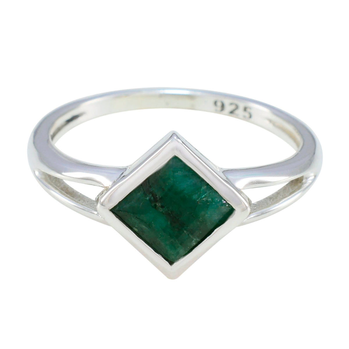 Indian Emerald Solitaire Korean 925 Silver Green Gemstones Dainty Luxurious Ring Jewelry メイン画像