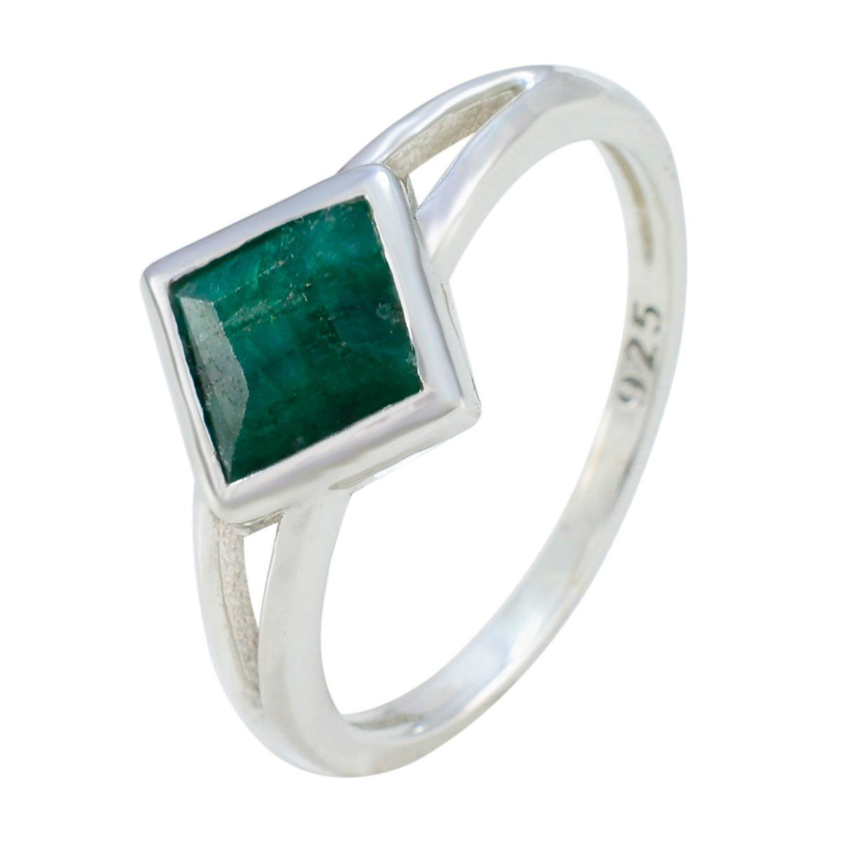 Indian Emerald Solitaire Korean 925 Silver Green Gemstones Dainty Luxurious Ring Jewelry