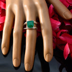 Indian Emerald Solitaire Egyptian Silver Green Gemstones Tiny Modern Ring Jewelry