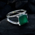 Indian Emerald Solitaire Egyptian Silver Green Gemstones Tiny Modern Ring Jewelry