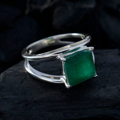 Indian Emerald Solitaire Egyptian Silver Green Gemstones Tiny Modern Ring Jewelry