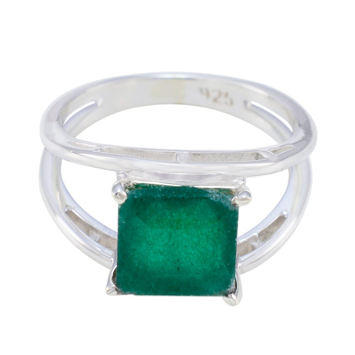 Indian Emerald Solitaire Egyptian Silver Green Gemstones Tiny Modern Ring Jewelry