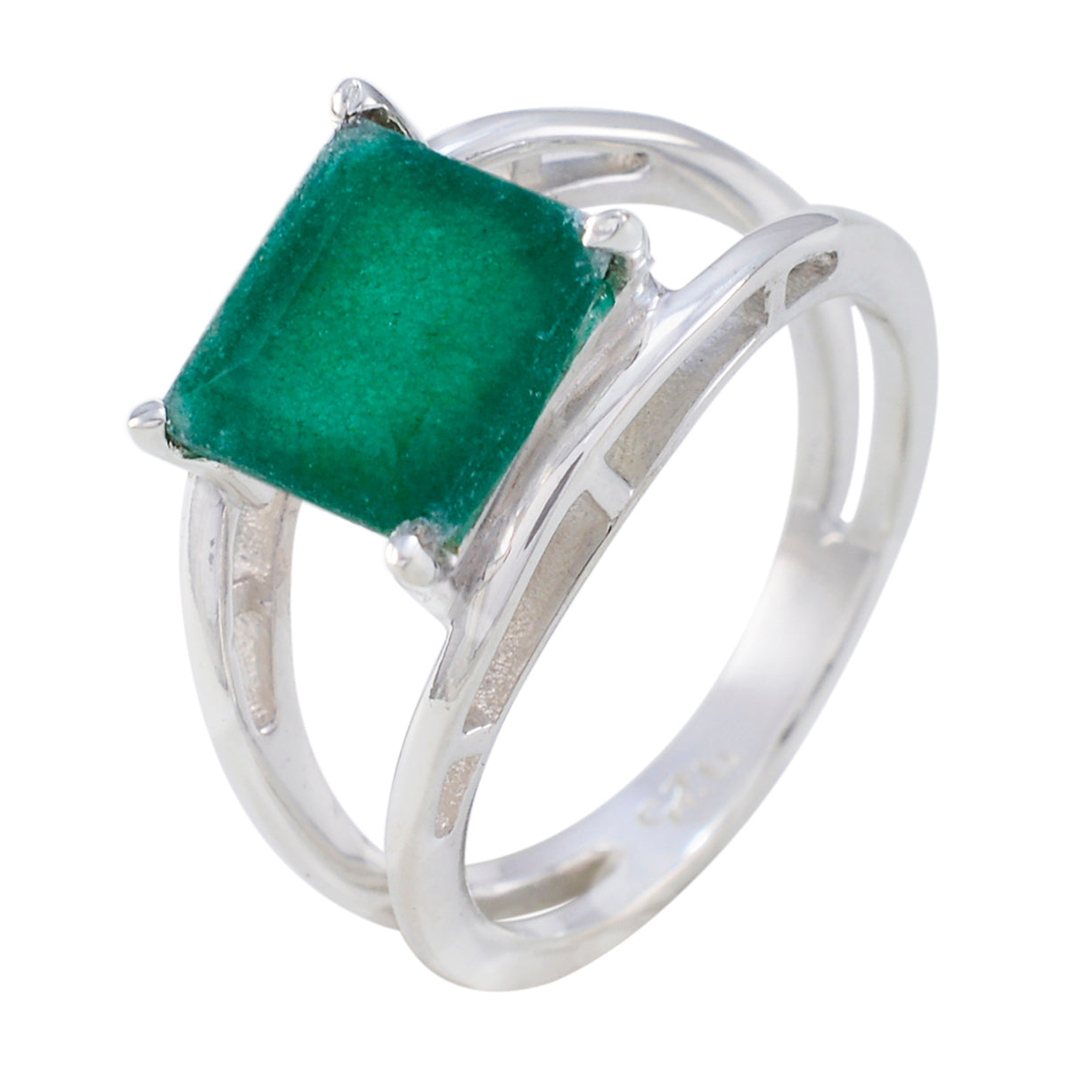 Indian Emerald Solitaire Egyptian Silver Green Gemstones Tiny Modern Ring Jewelry