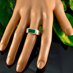 Indian Emerald Solitaire Indian Silver Green Gemstone Tiny Romantic Ring Jewelry