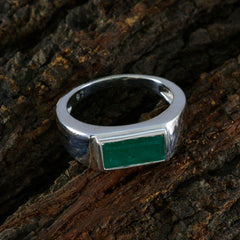 Indian Emerald Solitaire Indian Silver Green Gemstone Tiny Romantic Ring Jewelry