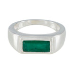 Indian Emerald Solitaire Indian Silver Green Gemstone Tiny Romantic Ring Jewelry