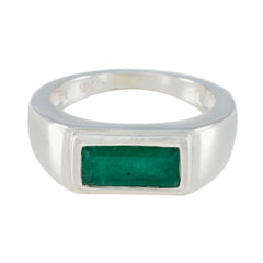 Indian Emerald Solitaire Indian Silver Green Gemstone Tiny Romantic Ring Jewelry