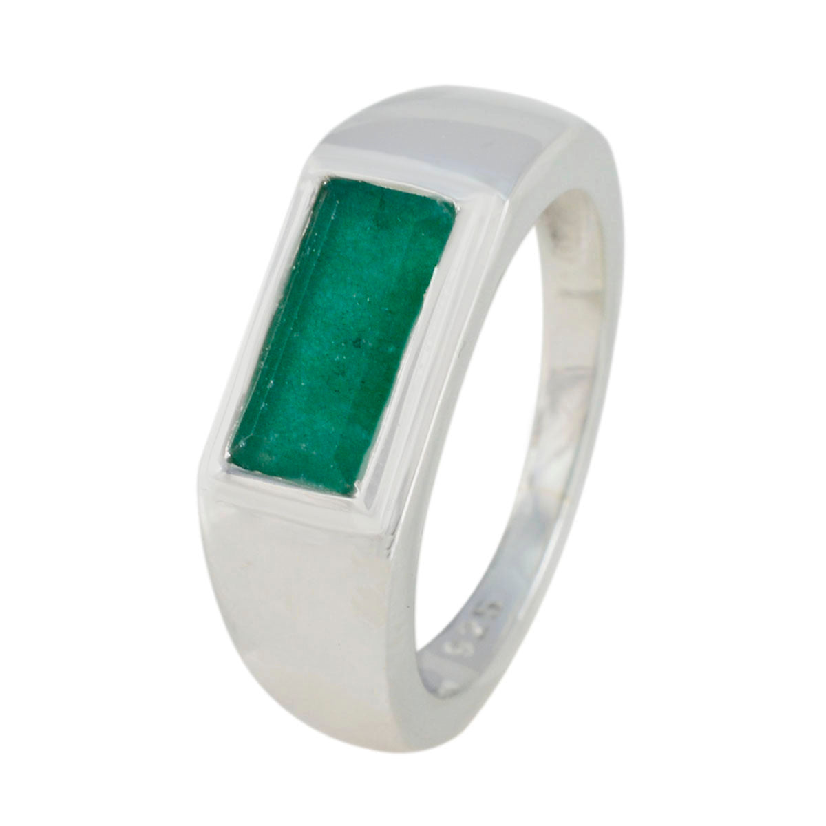 Anello romantico con pietra preziosa verde in argento indiano e solitario in smeraldo indiano Immagine secondaria del prodotto