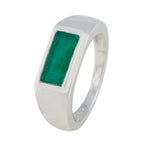 Indian Emerald Solitaire Indian Silver Green Gemstone Tiny Romantic Ring Jewelry