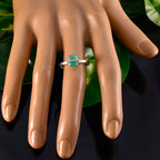 Indian Emerald Solitaire Turkish 92.5 Silver Green Gems Dainty Abstract Ring Jewellery