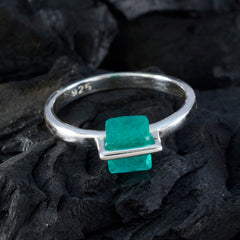 Indian Emerald Solitaire Turkish 92.5 Silver Green Gems Dainty Abstract Ring Jewellery