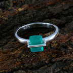Indian Emerald Solitaire Turkish 92.5 Silver Green Gems Dainty Abstract Ring Jewellery