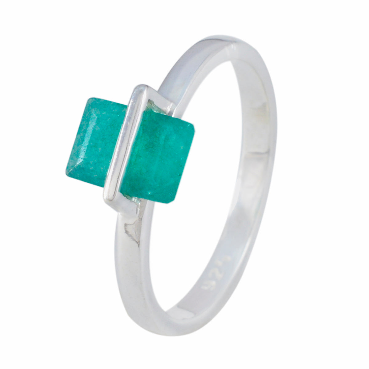 Indian Emerald Solitaire Turkish 92.5 Silver Green Gems Dainty Abstract Ring Jewellery