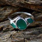 Indian Emerald Trilogy Indian 925 Sterling Silver Green Gems Slim Artisan Ring Jewellery