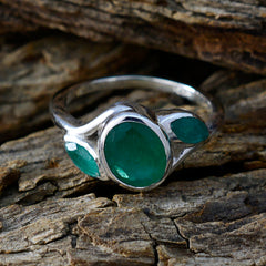 Indian Emerald Trilogy Indian 925 Sterling Silver Green Gems Slim Artisan Ring Jewellery