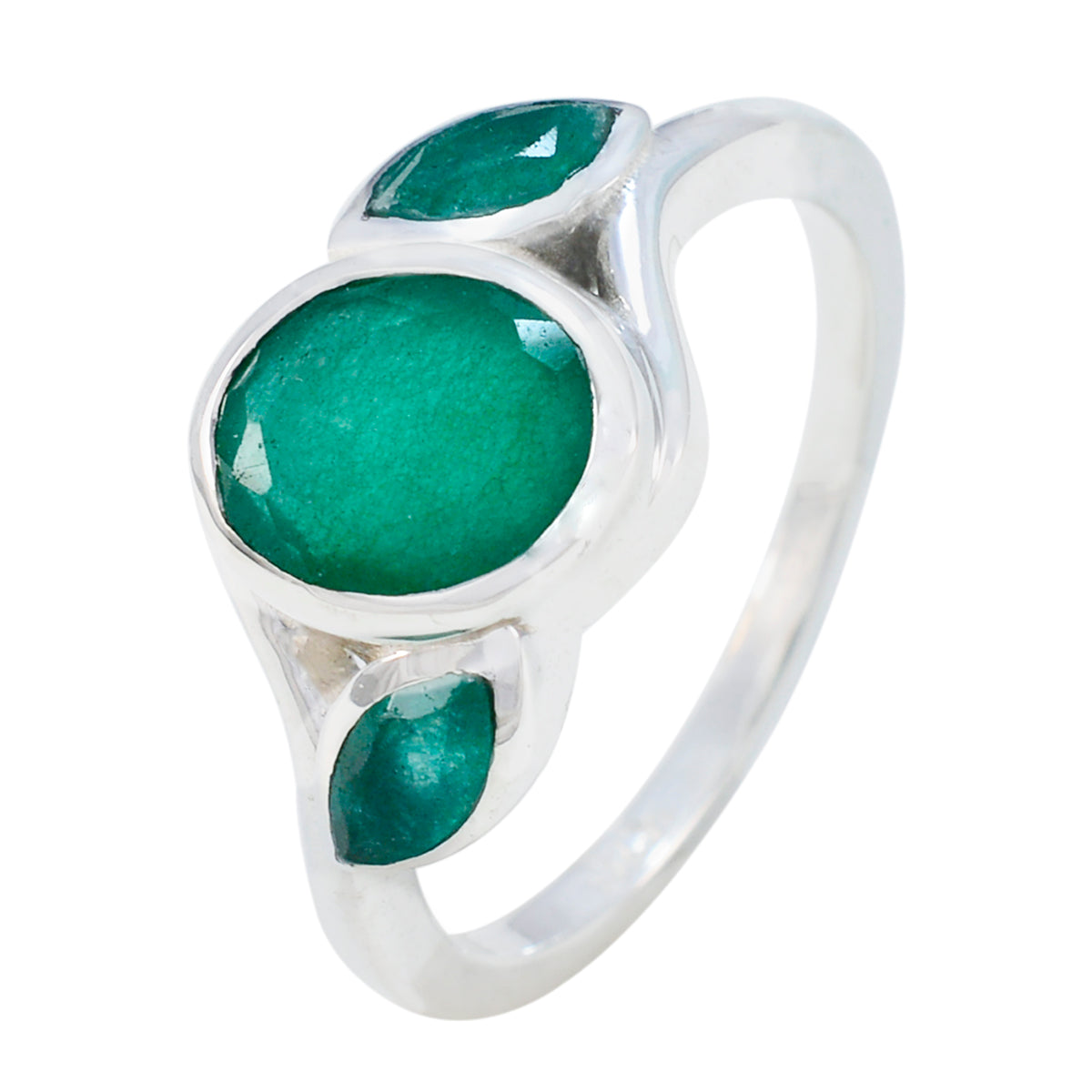 Indian Emerald Trilogy Indian 925 Sterling Silver Green Gems Slim Artisan Ring Jewellery