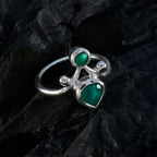 Indian Emerald Toi et Moi Moroccan Sterling Silver Green Gemstones Tiny Love Ring Jewelry