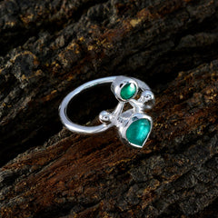Indian Emerald Toi et Moi Moroccan Sterling Silver Green Gemstones Tiny Love Ring Jewelry