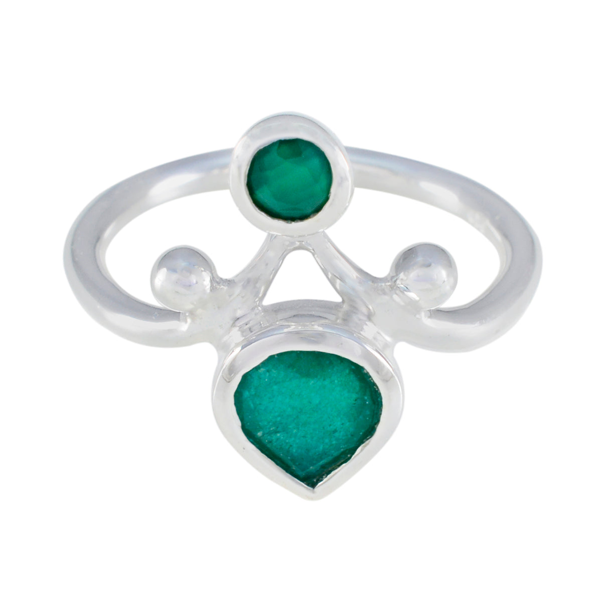 Indian Emerald Toi et Moi Moroccan Sterling Silver Green Gemstones Tiny Love Ring Jewelry