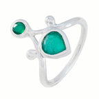 Indian Emerald Toi et Moi Moroccan Sterling Silver Green Gemstones Tiny Love Ring Jewelry